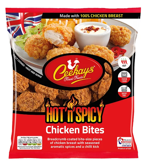 Ceekays Hot'n'Spicy Breaded Chicken Bites.